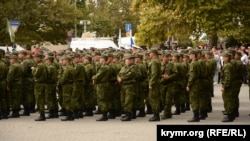 Ілюстрацыйнае фота. Провады на вайну расейскіх вайскоўцаў 47-й мотастралковай дывізіі, Севастопаль, 27 верасьня 2022 году